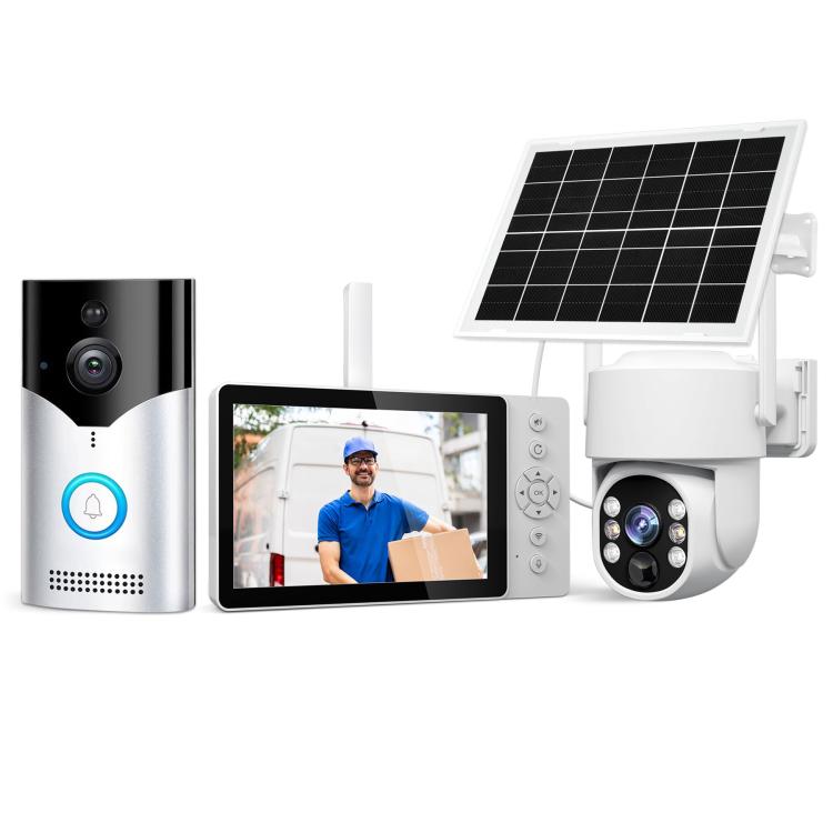 SriHome DH051+DH002+DH005 5 inch HD Screen PIR Visual Doorbell Camera Set