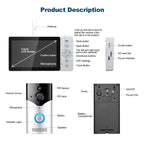 SriHome DH051+DH002+DH005 5 inch HD Screen PIR Visual Doorbell Camera Set