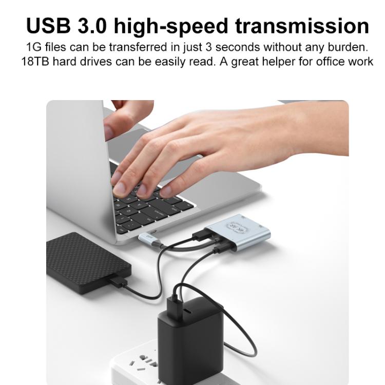 V77G 4K 60Hz USB-C / Type-C to Dual Type-C, PD 100W, USB 3.0 AR Glasses Charging Converter Adapter