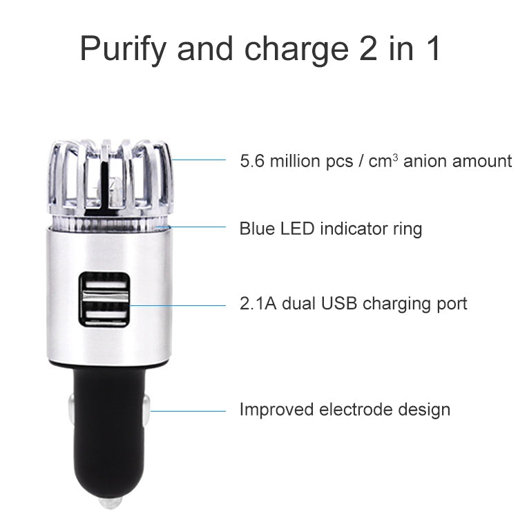 2 in 1 Car Negative-ion  Aromatherapy Air Purifier Humidifier + Dual USB Port Car Charger