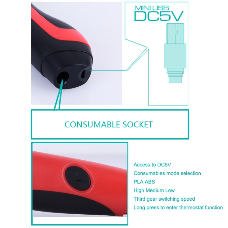 Gen 6th ABS / PLA Filament Kids DIY Drawing 3D Printing Pen with LCD Display(Blue+Black)