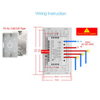 WS-US-02 EWeLink APP & Touch Control 2A 2 Gangs Tempered Glass Panel Smart Wall Switch, AC 90V-250V, US Plug