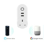 SA-002 2 USB Ports + 1 EU Socket WiFi Smart Power Plug Socket, Compatible with Alexa and Google Home, AC 110V-230V