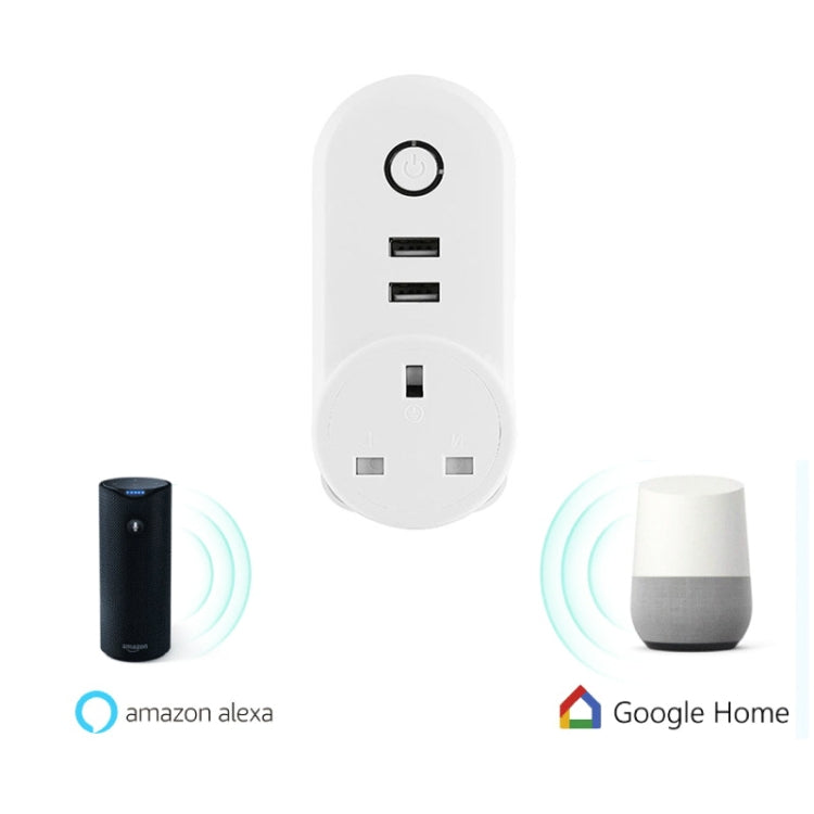 SA-002 2 USB Ports + 1 EU Socket WiFi Smart Power Plug Socket, Compatible with Alexa and Google Home, AC 110V-230V