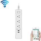 C198B 2 USB Ports + 3 US Sockets WiFi Smart Power Plug Socket, Compatible with Alexa and Google Home, AC 110V-240V, US Plug