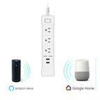 C198B 2 USB Ports + 3 US Sockets WiFi Smart Power Plug Socket, Compatible with Alexa and Google Home, AC 110V-240V, US Plug
