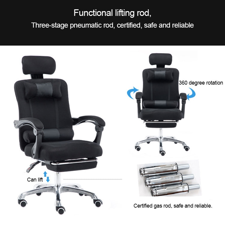 RC-10-1 Computer Chair Office Chair Home Esports Net Cloth Lifted Rotated Footrest Reclining Chair with Aluminum Alloy Feet