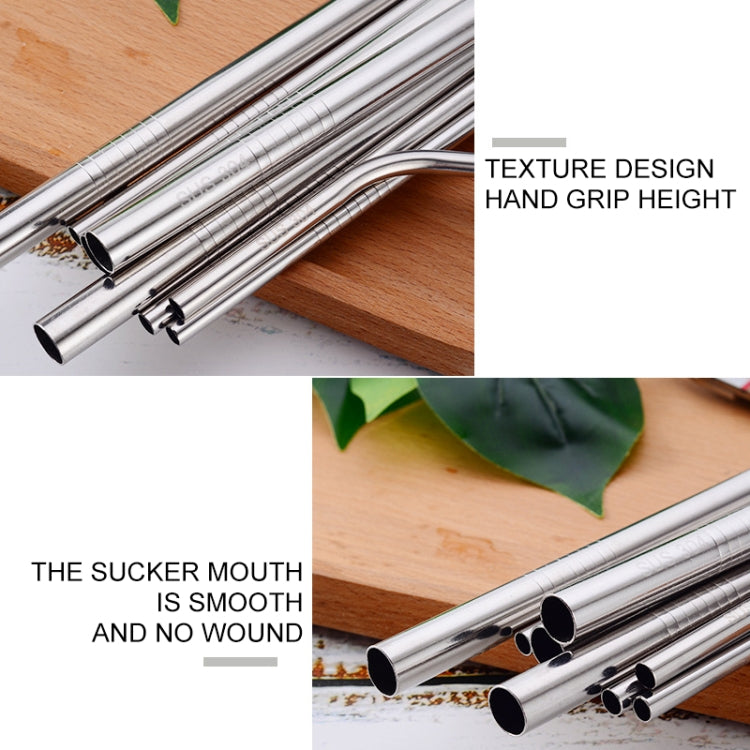4pcs Reusable Stainless Steel Drinking Straw + Cleaner Brush Set Kit,  215*6mm