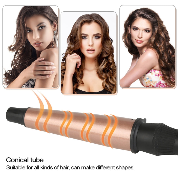 1-1.5 inch Conical Ceramic Hair Curler with Heat-resistant Gloves , UK Plug