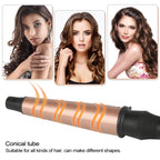 1-1.5 inch Conical Ceramic Hair Curler with Heat-resistant Gloves , UK Plug