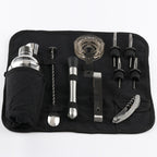 12 in 1 Stainless Steel Wine Cocktail Shaker Tools Set with Cloth Bag, Capacity: 550ml