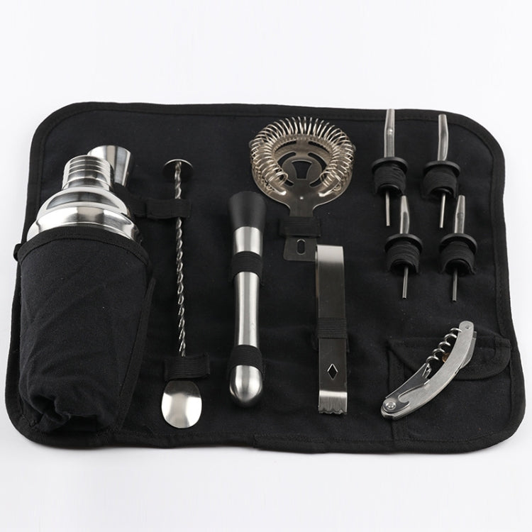 12 in 1 Stainless Steel Wine Cocktail Shaker Tools Set with Cloth Bag, Capacity: 550ml