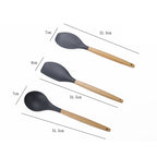 kn082 9 in 1 Wooden Handle Silicone Kitchen Tool Set with Storage Bucket