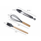 kn082 9 in 1 Wooden Handle Silicone Kitchen Tool Set with Storage Bucket