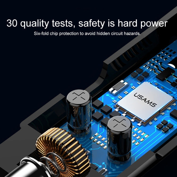 USAMS US-CC115 C21 Dual USB 3.4A Digital Display Wireless FM Car Charger