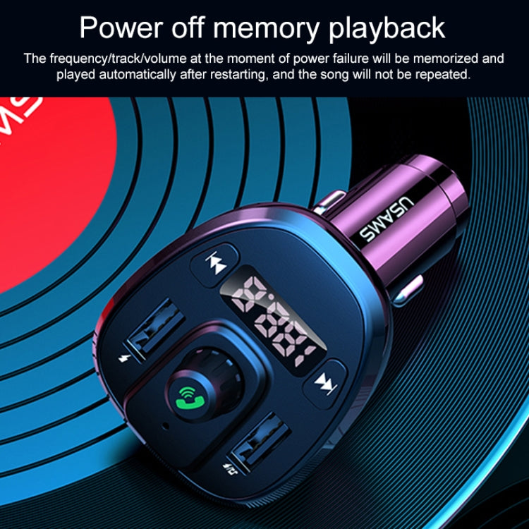 USAMS US-CC115 C21 Dual USB 3.4A Digital Display Wireless FM Car Charger