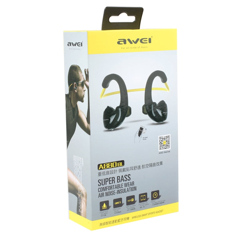 AWEI A880BL Waterproof Sports Bluetooth CSR4.1 Earphone Wireless Stereo Headset With NFC Function