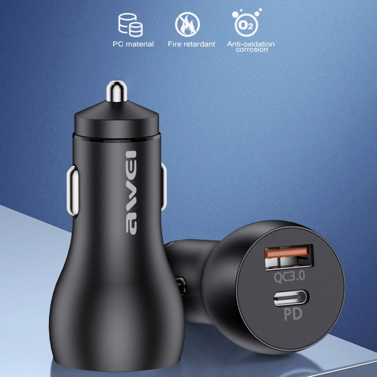 awei C-822 18W PD 8 Pin + 18W QC 3.0 USB Interface Car Charger