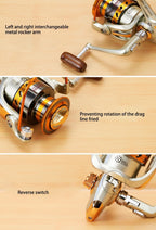 YUMOSHI  Ball Bearings Rocker Handle Wheel Seat Fishing Spinning Reel