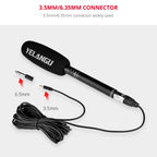 YELANGU YLG9933A MIC07 Professional Interview Condenser Video Shotgun Microphone with 6.5mm Audio Adapter & 3.5mm RXL Audio Cable