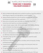 YELANGU YLG9933A MIC07 Professional Interview Condenser Video Shotgun Microphone with 6.5mm Audio Adapter & 3.5mm RXL Audio Cable