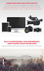 YELANGU YLG9933A MIC07 Professional Interview Condenser Video Shotgun Microphone with 6.5mm Audio Adapter & 3.5mm RXL Audio Cable