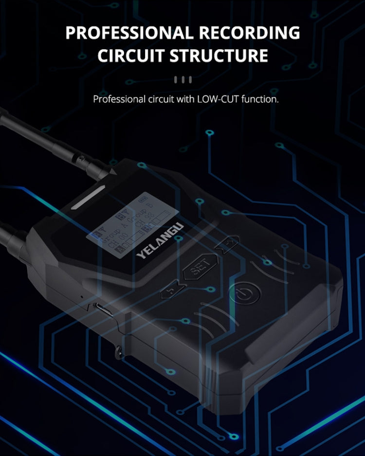YELANGU YLG9929B MX4 Dual-Channel 100CH UHF Wireless Microphone System with 2 Transmitters and Receiver for DSLR Cameras and Video Cameras