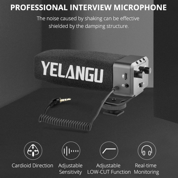 YELANG MIC09 Shotgun Gain Condenser Broadcast Microphone with Windshield for Canon / Nikon / Sony DSLR Cameras, Smartphones