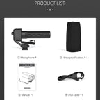 YELANG MIC09 Shotgun Gain Condenser Broadcast Microphone with Windshield for Canon / Nikon / Sony DSLR Cameras, Smartphones