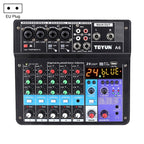 TEYUN NA6 6-channel Small Mixing Console Mobile Phone Sound Card Live Broadcast Computer Recording Console Processor, EU Plug