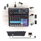TEYUN NA6 6-channel Small Mixing Console Mobile Phone Sound Card Live Broadcast Computer Recording Console Processor, EU Plug