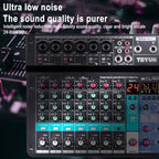 TEYUN NA8 8-channel Small Mixing Console Mobile Phone Sound Card Live Broadcast Computer Recording Console Processor, EU Plug