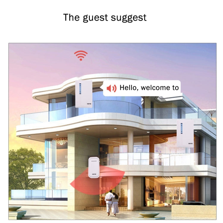 VOYE V015F2 Wireless Smart Music Home Doorbell with Dual Receiver, Remote Control Distance: 120m (Open Air)