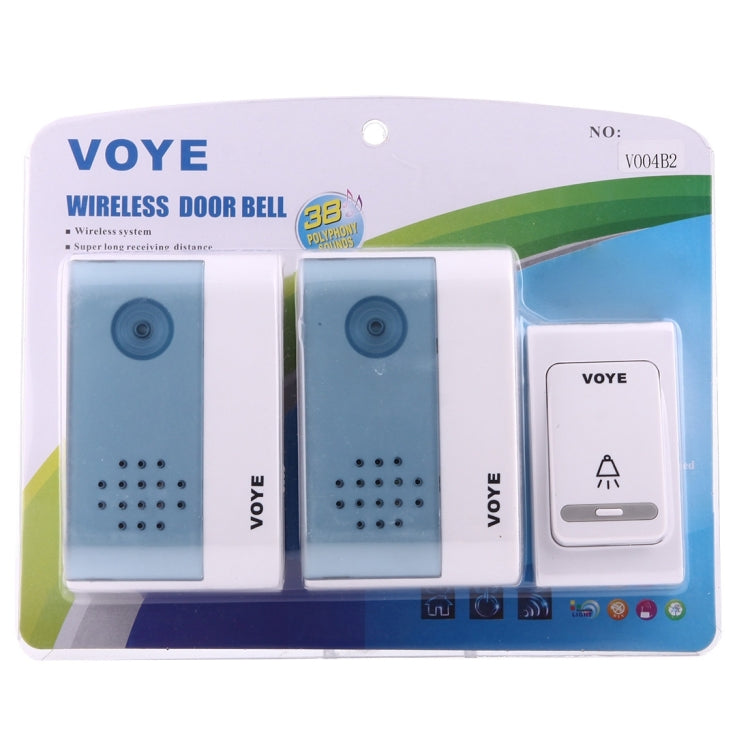 VOYE V004B2 Wireless Smart Music Home Doorbell with Dual Receiver, Remote Control Distance: 120m (Open Air)
