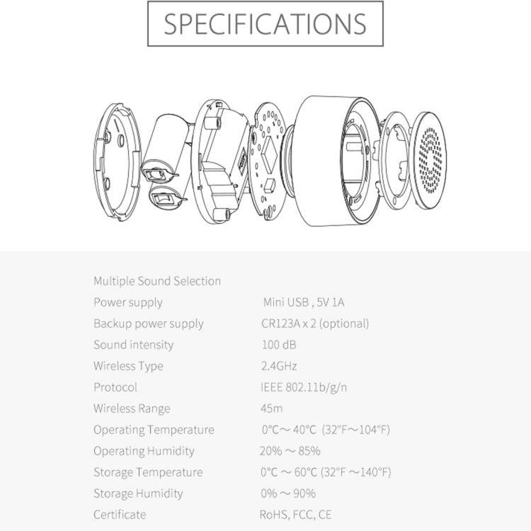 NEO NAS-AB02W WiFi USB Siren Alarm Sensor for Home Alarms Security