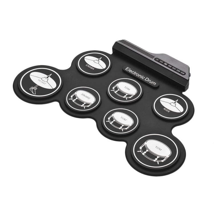 Portable Silicone Hand Roll USB Electronic Drum, Black Icon Version