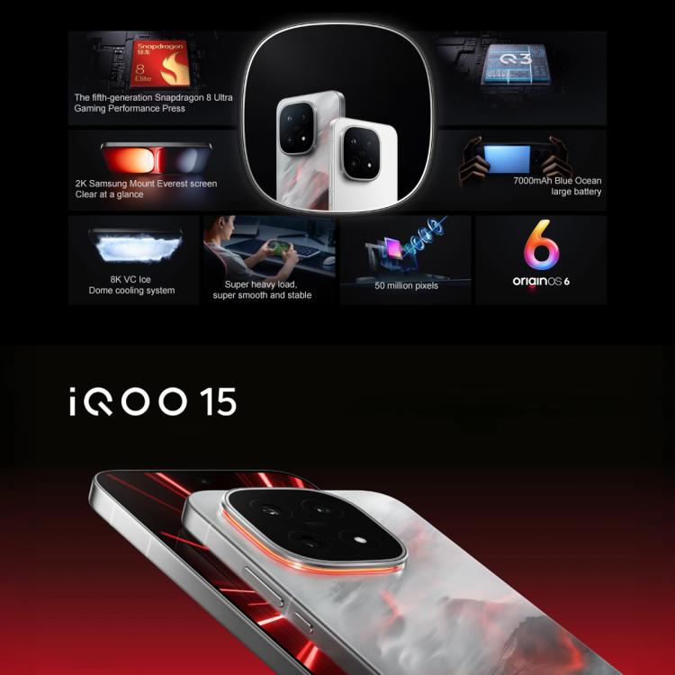 vivo iQOO 15, 12GB+512GB, 6.85 inch Android 16 OriginOS 6 Snapdragon 8 Elite Gen 5 Octa Core, OTG, NFC, Network: 5G, Support Google Play