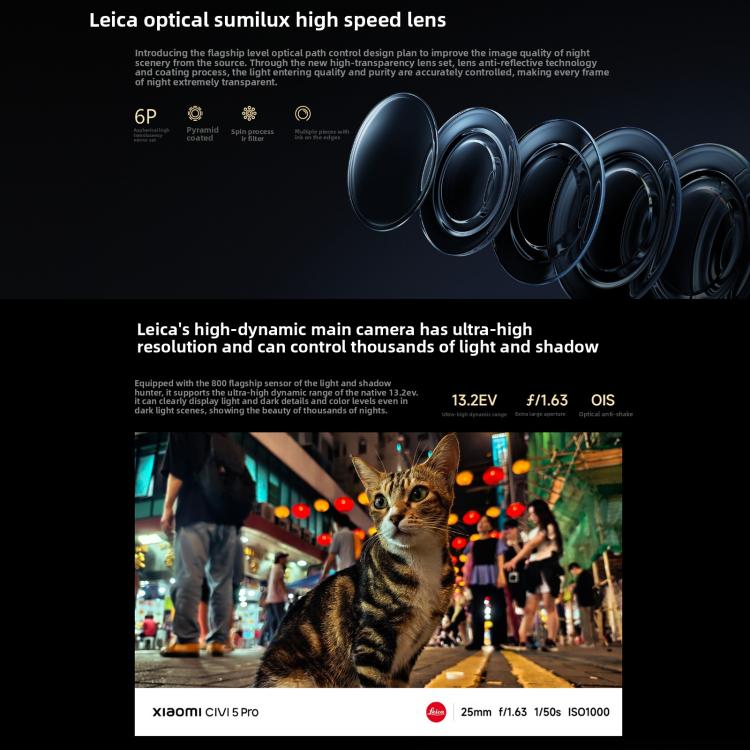 Xiaomi Civi 5 Pro, 12GB+512GB, Screen Fingerprint, 6.55 inch Xiaomi HyperOS 2 Snapdragon 8s Octa-Core, NFC, Network: 5G