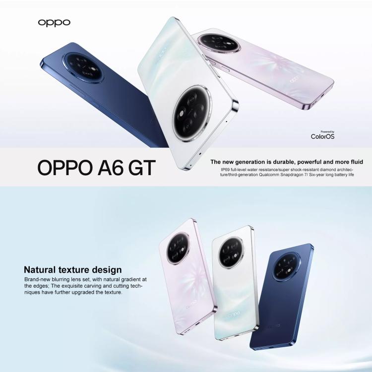 OPPO A6 GT, 8GB+256GB, Screen Fingerprint, 6.8 inch ColorOS 15.0 Android 15 Qualcomm Snapdragon 7 Gen 3 Octa Core, NFC,Network: 5G