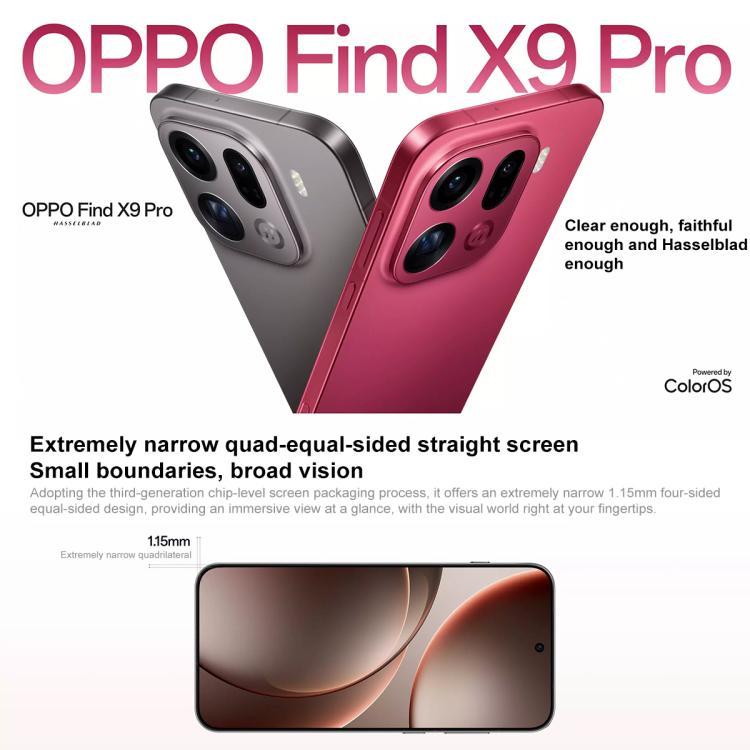 OPPO Find X9 Pro AI Phone, 16GB+1TB, Screen Fingerprint, 6.78 inch ColorOS 16.0 Dimensity 9500 Octa Core, NFC, OTG, Network: 5G