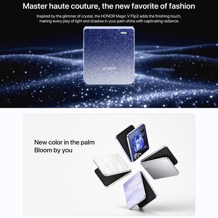 Honor Magic V Flip2, 16GB+1TB, 6.82 inch + 4.0 inch MagicOS 9.0.1  Android 15 Snapdragon 8 Gen 3 Octa Core, Network: 5G, NFC, OTG