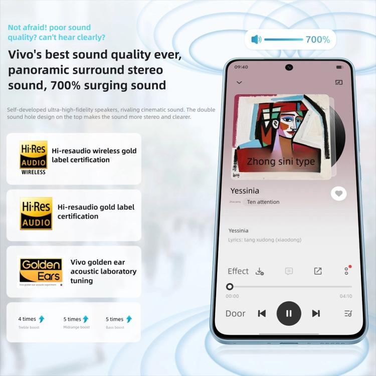 vivo Y500, 8GB+256GB, 6.77 inch Android 15 OriginOS 5 Dimensity 7300 Octa Core, OTG, NFC, Network: 5G
