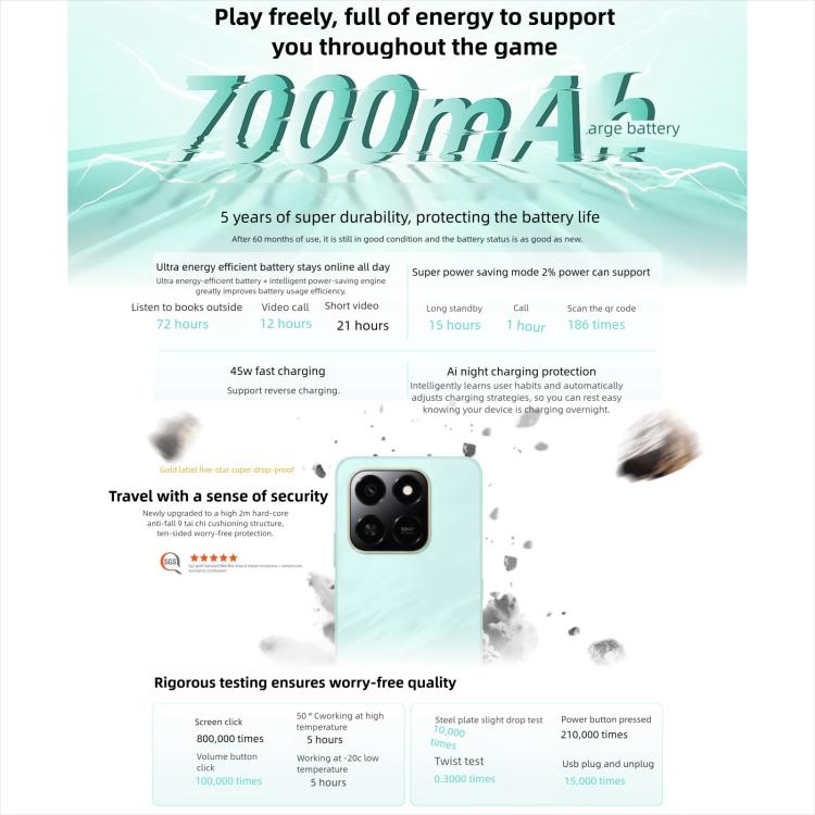 Honor Play10T, 8GB+128GB, Side Fingerprint, 6.8 inch Android 15 Magic OS 9.0 Snapdragon 6s Gen 3 Octa Core, Network: 5G