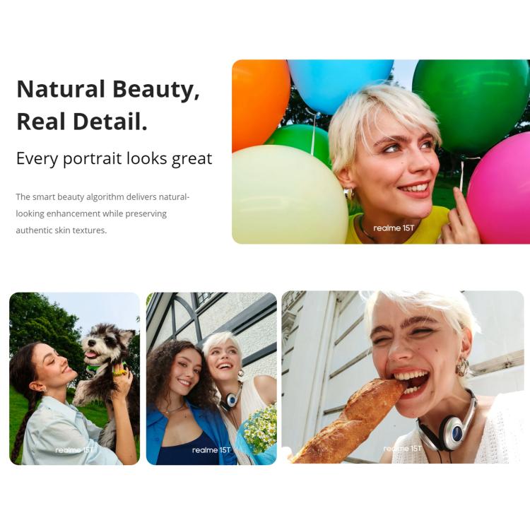Realme 15T, 8GB+128GB, Screen Fingerprint Identification, 6.57 inch Realme UI 6.0 Android 15 MediaTek Dimensity 6400 Max Octa Core, NFC, Network: 5G