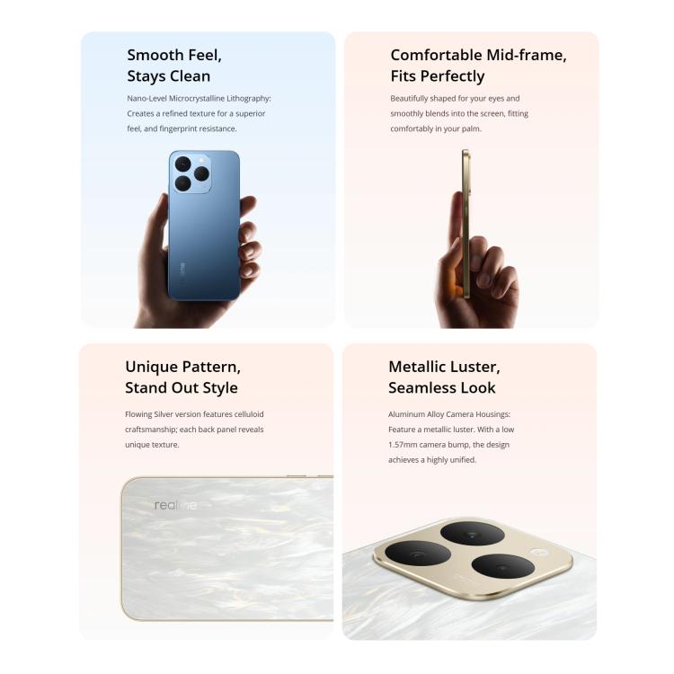 Realme 15T, 8GB+128GB, Screen Fingerprint Identification, 6.57 inch Realme UI 6.0 Android 15 MediaTek Dimensity 6400 Max Octa Core, NFC, Network: 5G