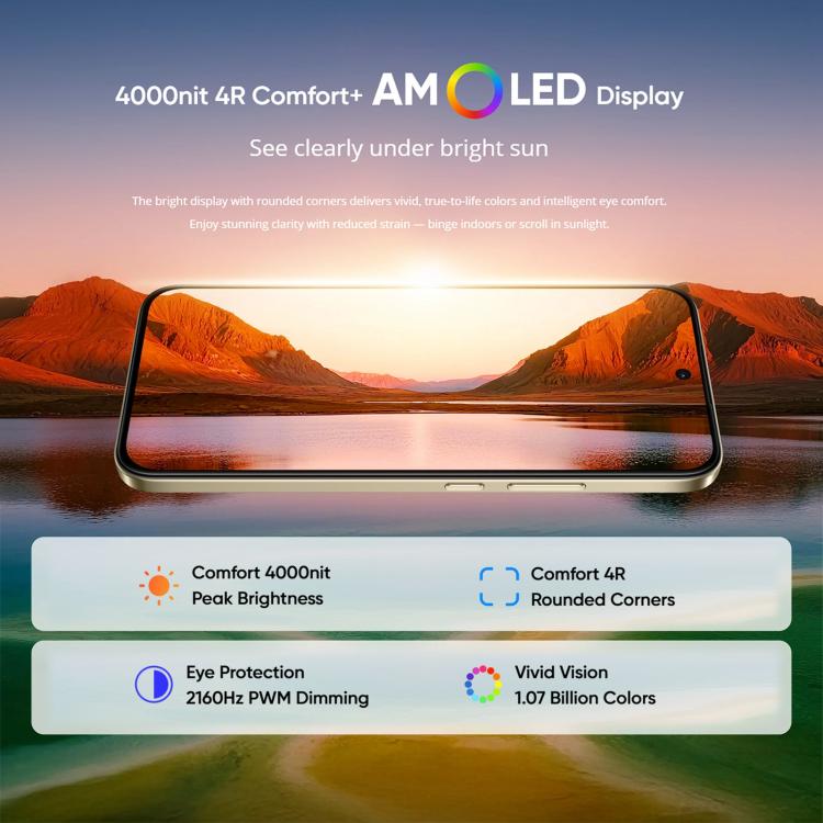 Realme 15T, 12GB+256GB, Screen Fingerprint Identification, 6.57 inch Realme UI 6.0 Android 15 MediaTek Dimensity 6400 Max Octa Core, NFC, Network: 5G