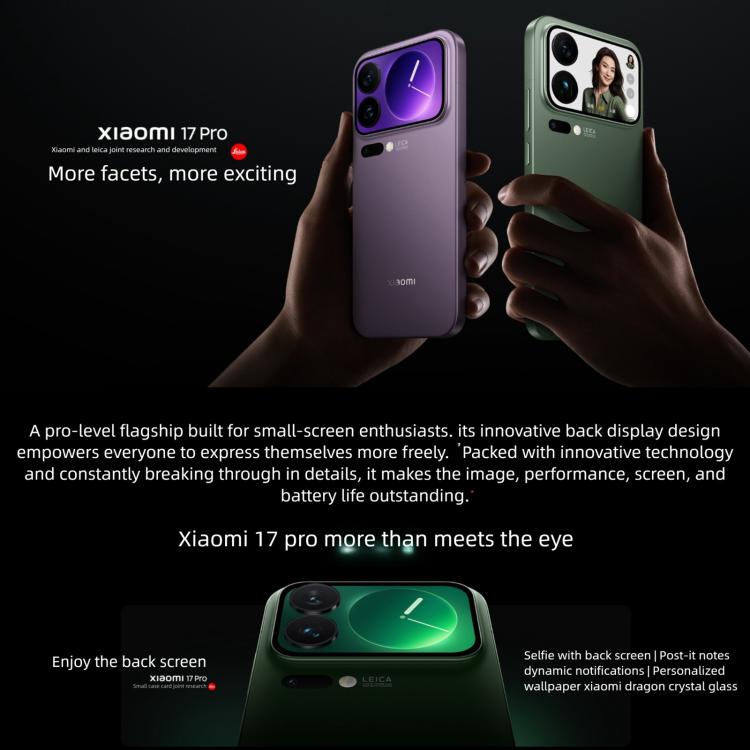 Xiaomi 17 Pro, 12GB+512GB, 3D Ultrasonic Fingerprint, 6.3 inch Xiaomi HyperOS 3 Snapdragon 8 Elite Gen 5 Octa Core, NFC, Network: 5G