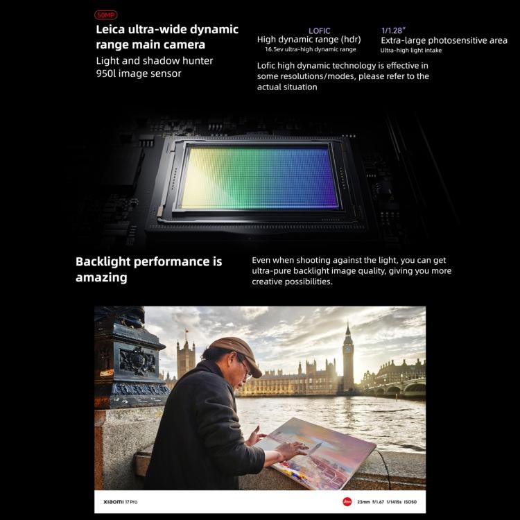 Xiaomi 17 Pro, 16GB+512GB, 3D Ultrasonic Fingerprint, 6.3 inch Xiaomi HyperOS 3 Snapdragon 8 Elite Gen 5 Octa Core, NFC, Network: 5G