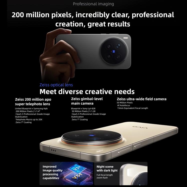 vivo X300 Pro, 12GB+256GB,  6.78 inch OriginOS 6 Android 16 Dimensity 9500 Octa Core, OTG, NFC, Network: 5G