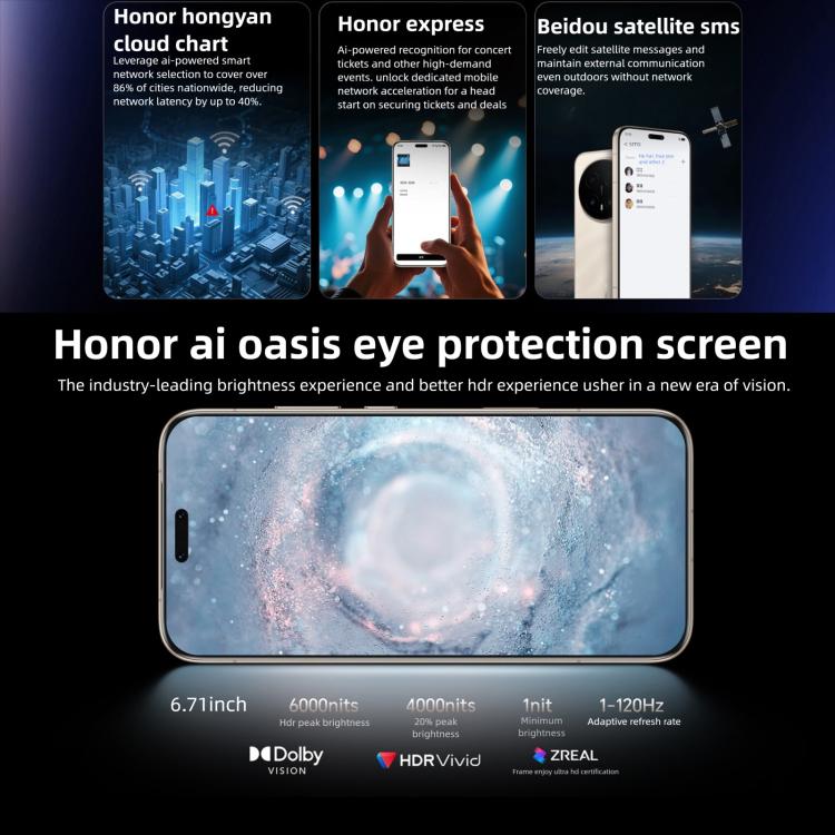 Honor Magic8 Pro, 12GB+256GB, Screen Fingerprint, 6.71 inch MagicOS 10.0 / Android 16 Snapdragon 8 Elite Gen 5 Octa Core, Network: 5G, NFC, OTG